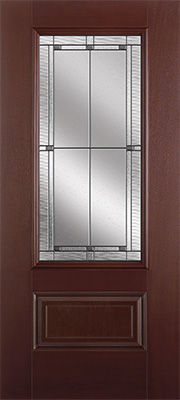 Belleville Mahogany Textured 1 Panel Hollister Door 3/4 Lite with Marco Glass