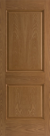 Belleville Series fiberglass oak textured 2 panel square top door