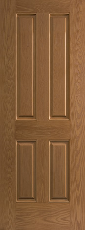Belleville Series fiberglass oak grain textured New England True 4 panel door