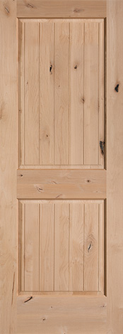 Interior square top 2 plank panel Knotty Alder door