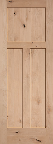 Interior Craftsman style 3 panel Knotty Alder Shaker door 