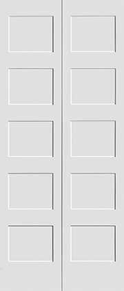 MDF primed flat 5 panel bifold Shaker Door