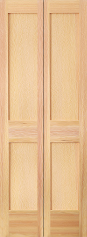 Douglas fir vertical grain flat 2 panel (3/4 top and 1/4 bottom) bifold Shaker Door