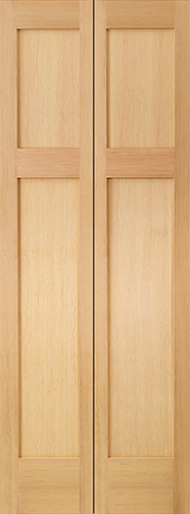 Douglas fir vertical grain flat 2 panel (1/4 top and 3/4 bottom) bifold Shaker Door
