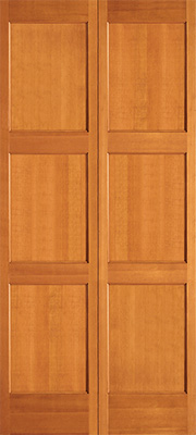 Douglas fir vertical grain 3 flat panel interior Simpson Shaker bifold door