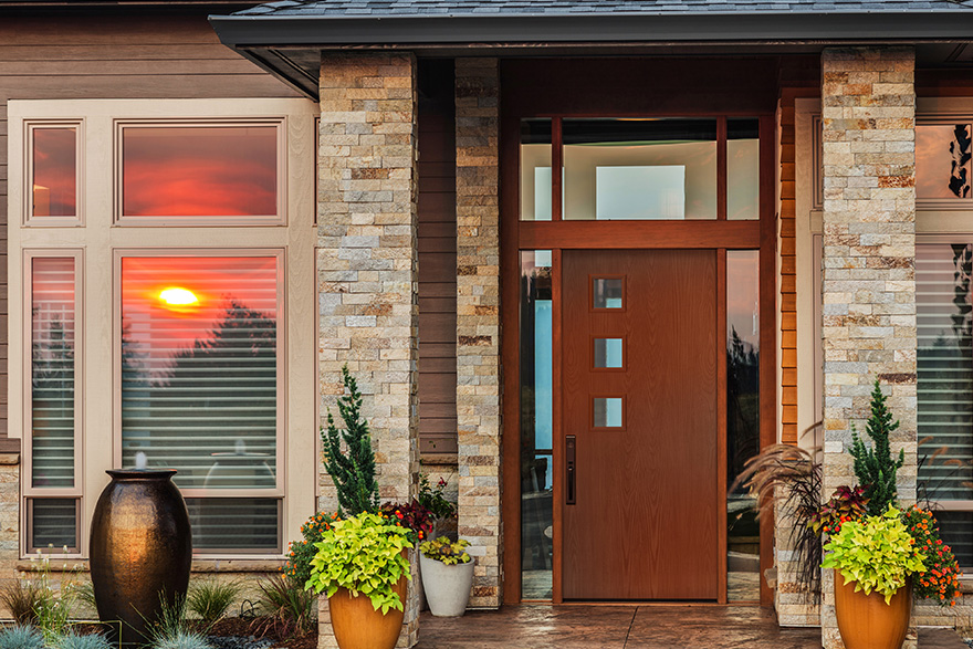 Asian inspired home with 8 inch square windows