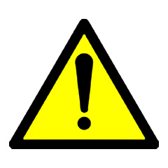 Yellow triangle with exclamation point warning sign