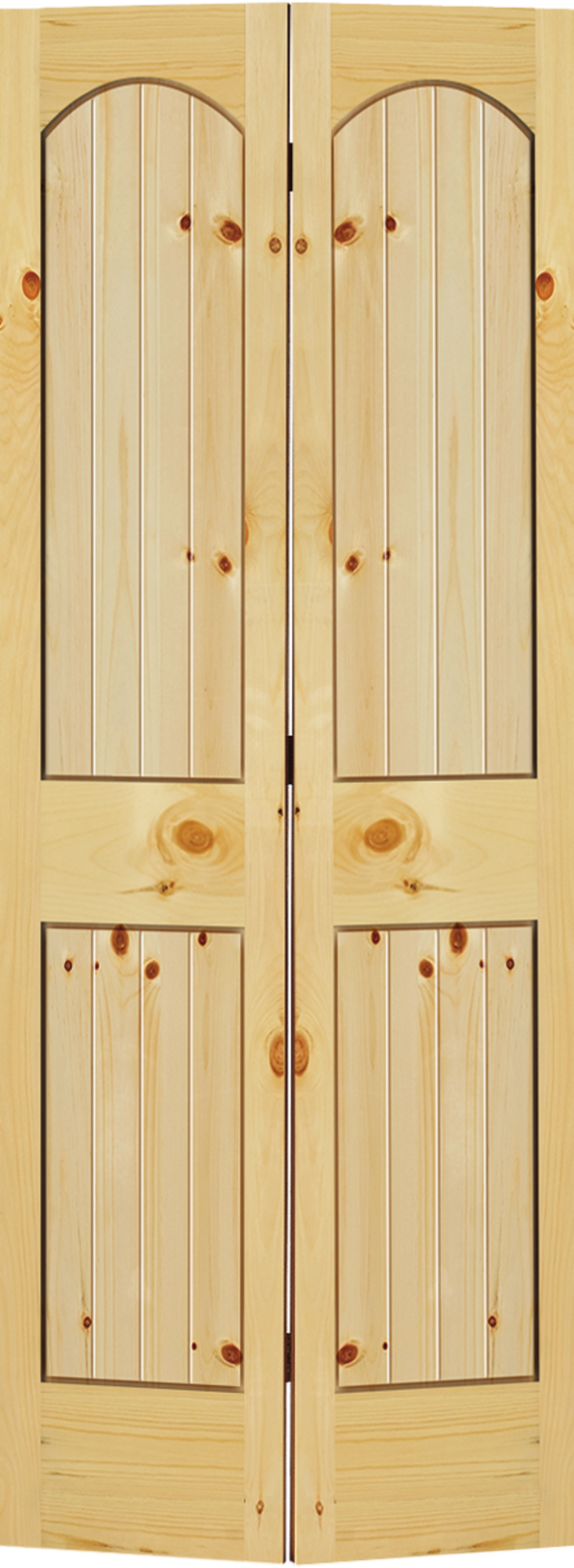 KB2PA, 2 Panel Arch Top VGroove BiFold Door EL & EL Wood Products